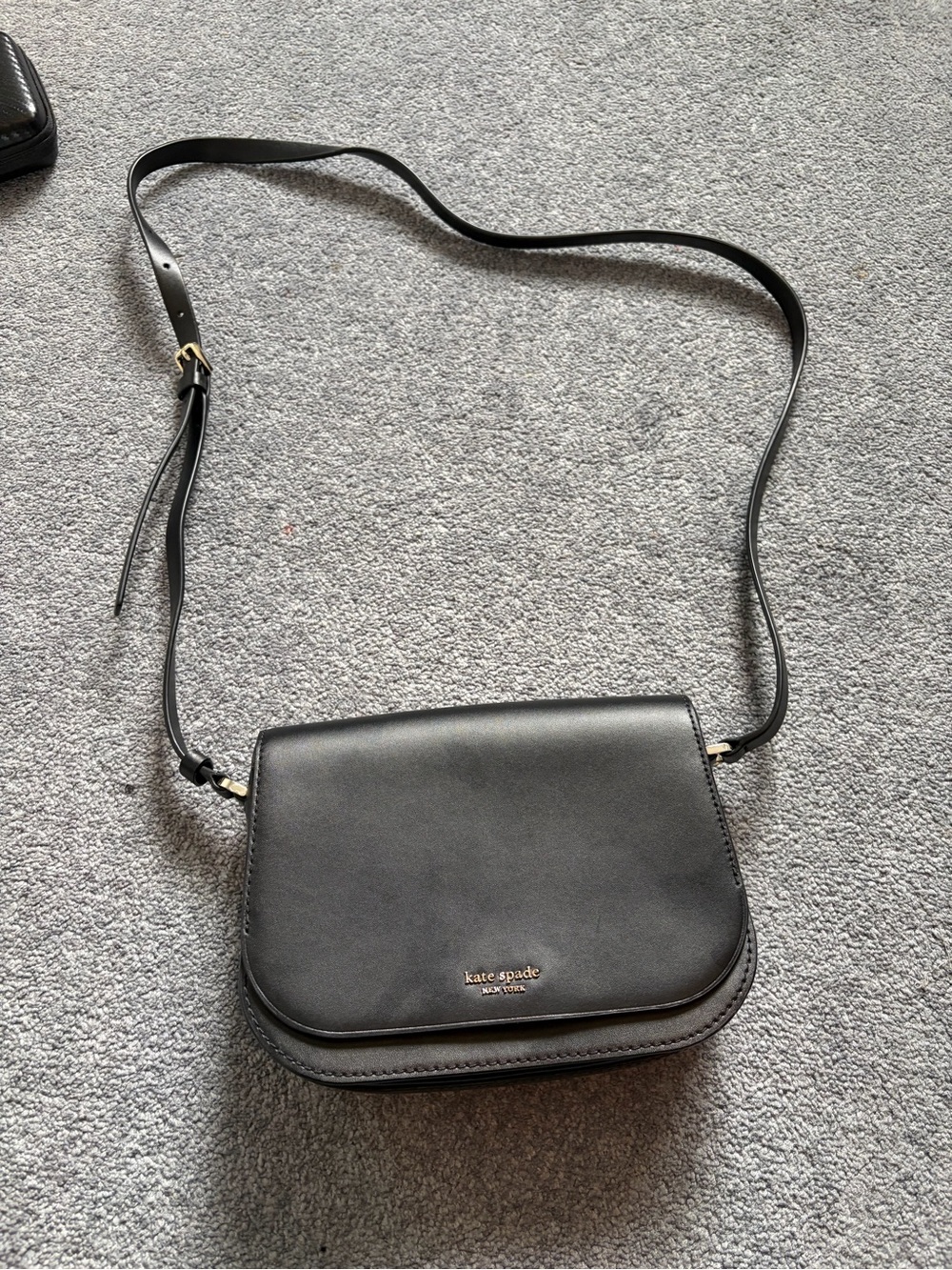 kate spade Black Leather Crossbody Saddle Bag